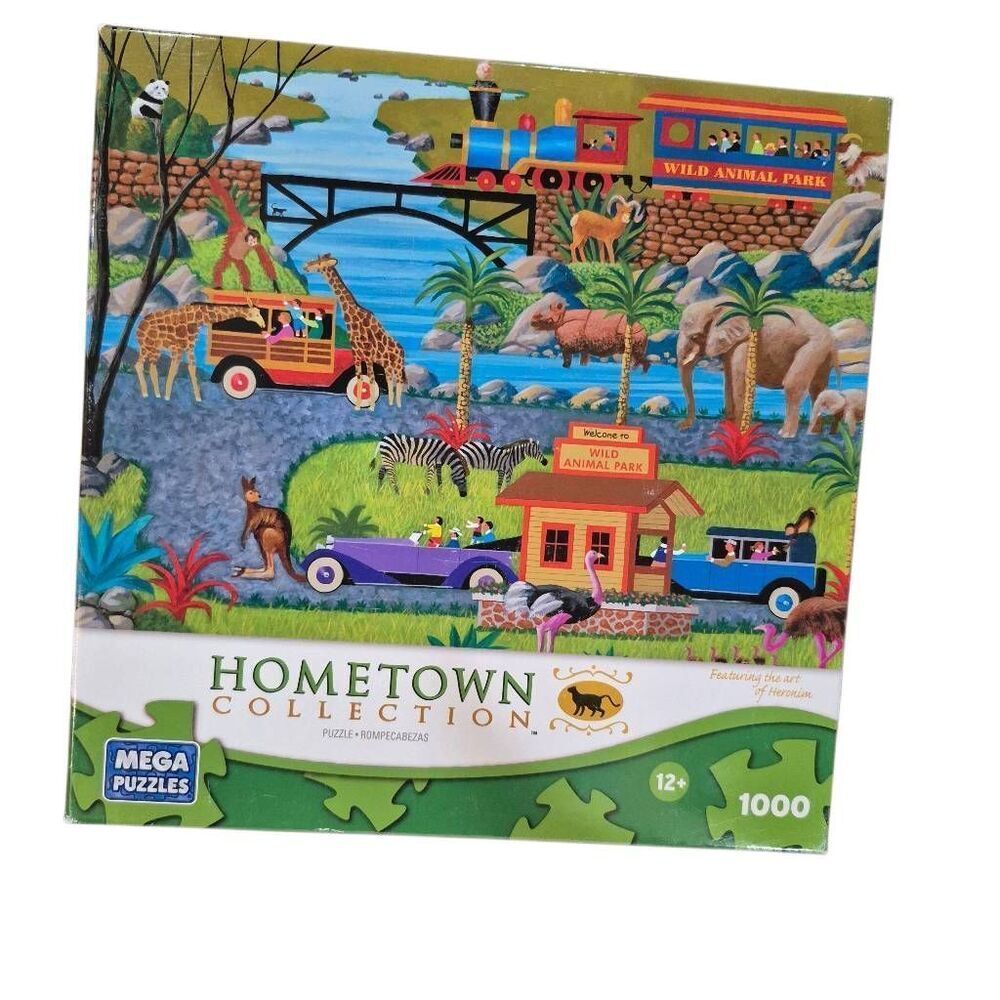 Mega Puzzles Hometown Collection "Wild Animal Park" 1000-piece jigsaw puzzle NEW
